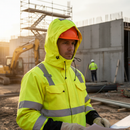 Premium Hi-Vis Yellow Helmet Hood - Wind and Waterproof with Breathable Design and Taped Seams for Enhanced Safety