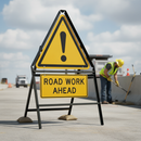 Premium 750mm Triangular Metal Road Sign Frame with Supplementary Plate Space, Heavy Duty Mild Steel Construction