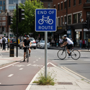 Premium Post Mounted End of Cycle Route Sign with Reflective Class R2 Material for Enhanced Visibility