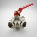 2in BSP Female 3-Way L Port Ball Valve, 20 Bar, Brass (view 2)