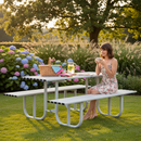 Premium Heavy Duty Picnic Bench with Galvanized Steel Construction, Stylish Slatted Design for Outdoor Use