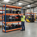 Heavy Duty Shelving Unit with 12x 62L Storage Boxes - 2200mm High - Blue & Orange