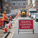 Premium Traffic Control Ahead Sign - Heavy Duty Zintec Metal Sign 1050x750mm for Road Safety