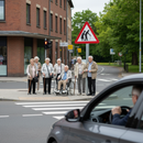 Professional Post Mounted Sign for Frail or Disabled Pedestrians - Warning Drivers of Slow Crossings with Size Options