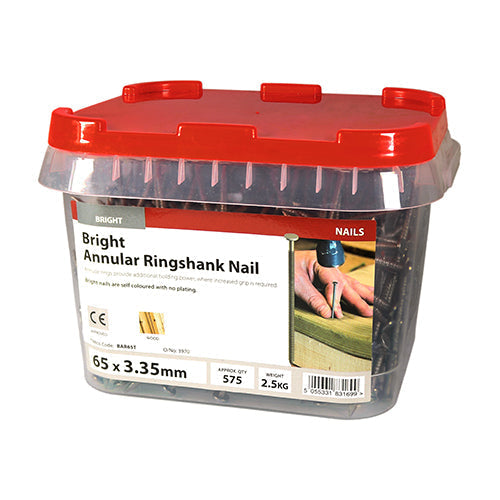 Annular Ringshank Nails - Bright - 65 x 3.35