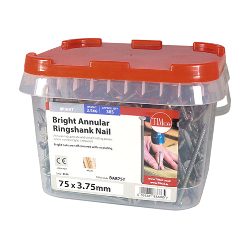 Annular Ringshank Nails - Bright - 75 x 3.75
