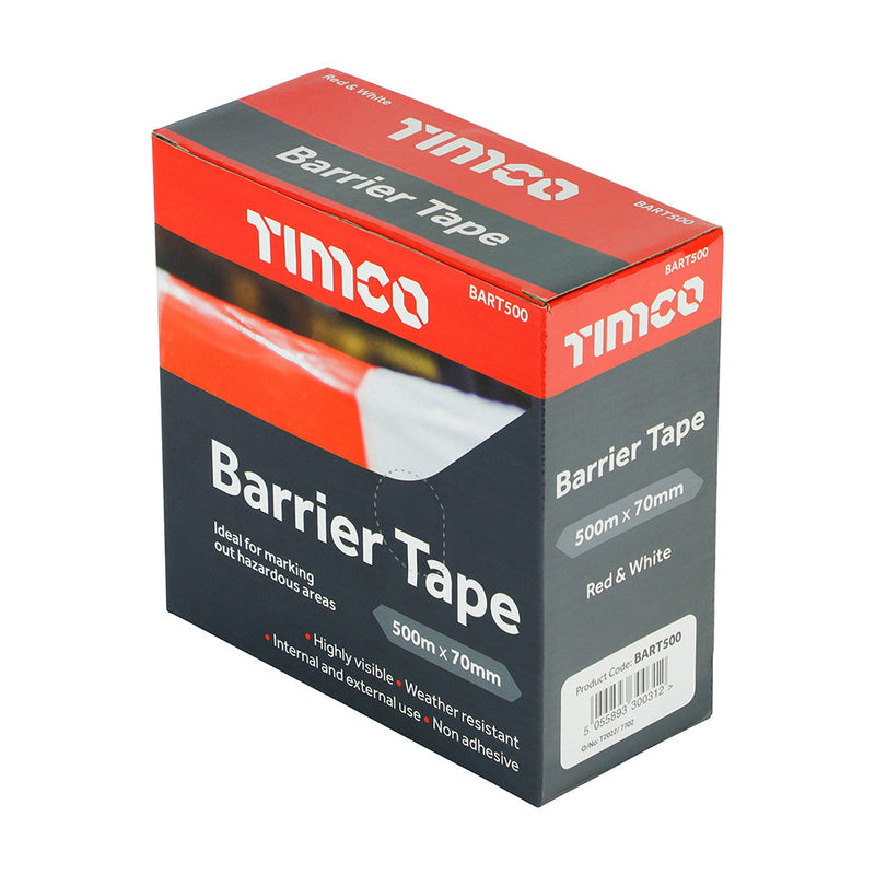 Barrier Tape - Red & White - 500m x 70mm
