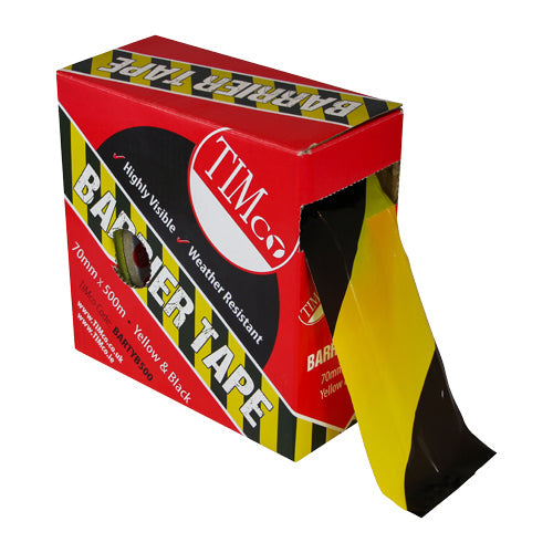 Barrier Tape - Yellow & Black - 500m x 70mm