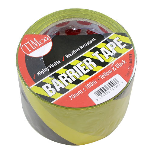 Barrier Tape - Yellow & Black - 100m x 70mm
