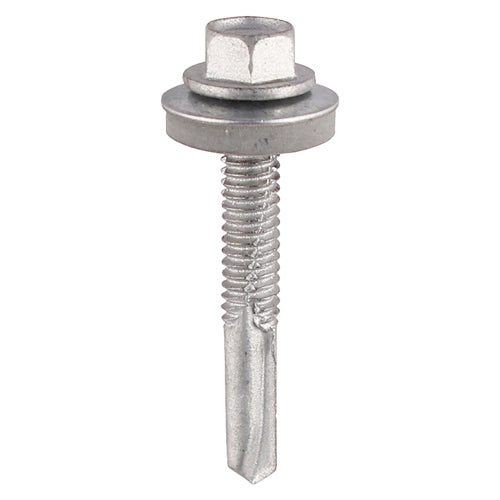 Metal Construction Heavy Section Screws - Hex - EPDM Washer - Self-Drilling - Exterior - Silver Organic - 5.5 x 38