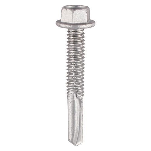 Metal Construction Heavy Section Screws - Hex - Self-Drilling - Bi-Metal - Exterior - Silver Organic - 5.5 x 38