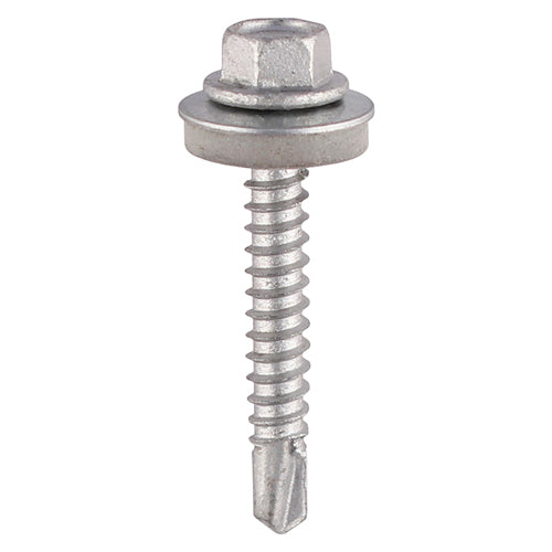 Metal Construction Light Section Screws - Hex - EPDM Washer - Self-Drilling - Exterior - Silver Organic - 5.5 x 100