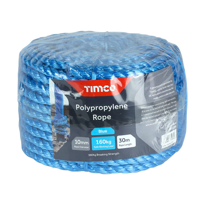 Polypropylene Rope - Blue - Coil - 10mm x 30m