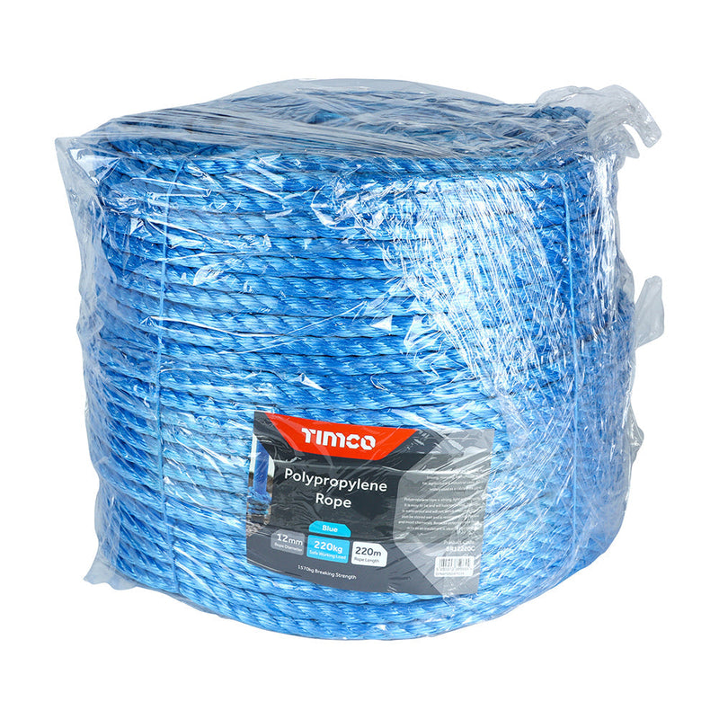 Polypropylene Rope - Blue - Long Coil - 12mm x 220m