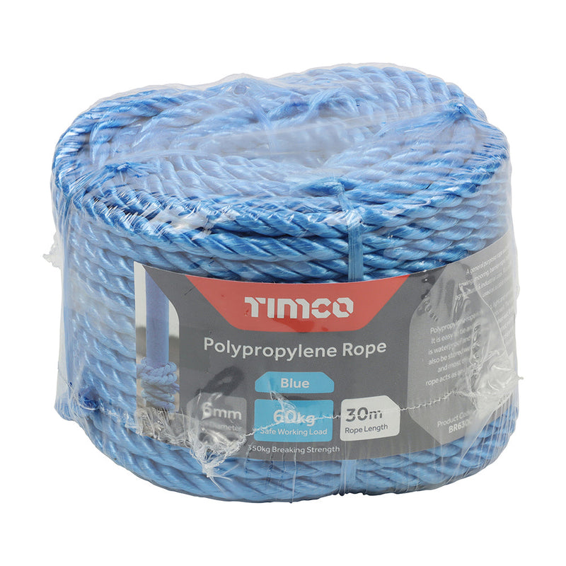 Polypropylene Rope - Blue - Coil - 6mm x 30m