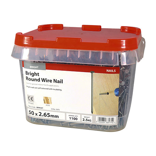 Round Wire Nails - Bright - 50 x 2.65