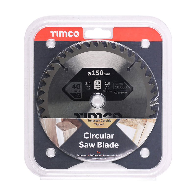 Circular Saw Blade - Trimming/Crosscut - Medium/Fine - 150 x 20 x 40T