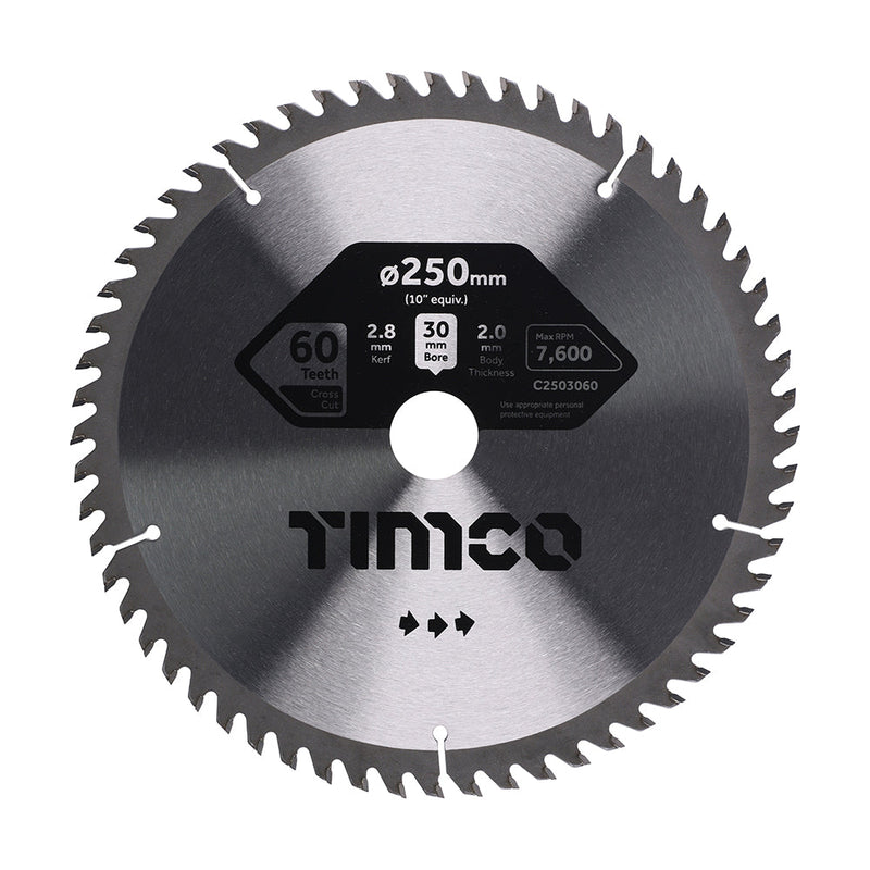 Circular Saw Blade - Trimming/Crosscut - Medium/Fine - 250 x 30 x 60T