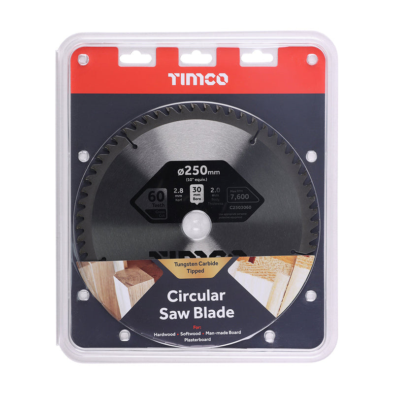 Circular Saw Blade - Trimming/Crosscut - Medium/Fine - 250 x 30 x 60T