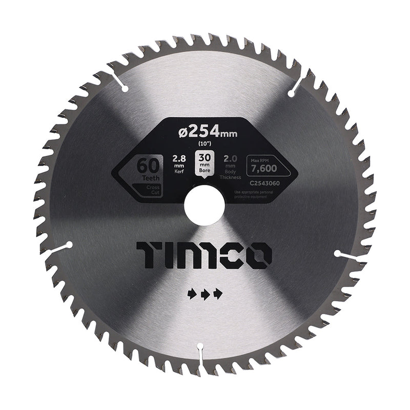 Circular Saw Blade - Trimming/Crosscut - Medium/Fine - 254 x 30 x 60T