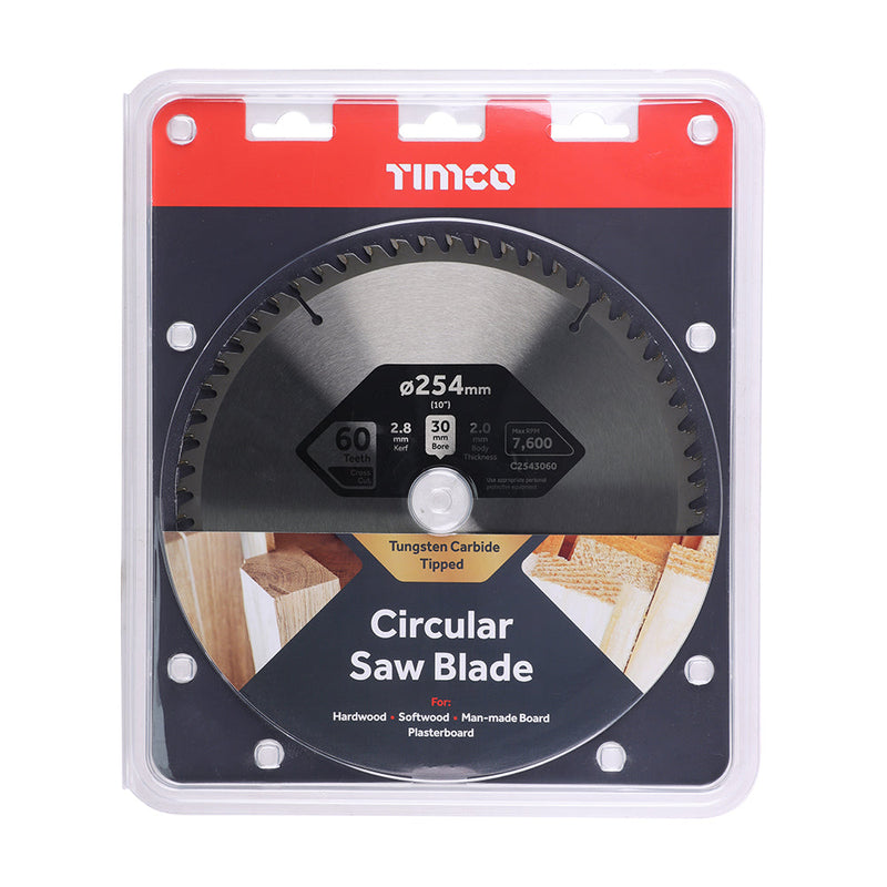 Circular Saw Blade - Trimming/Crosscut - Medium/Fine - 254 x 30 x 60T