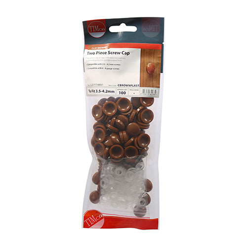 Two Piece Screw Caps - Clay Brown - To fit 3.5 to 4.2 Screw