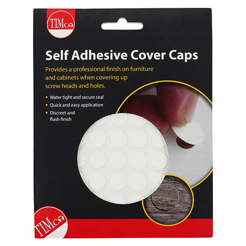 Self-Adhesive Cover Caps - White Gloss - 13mm