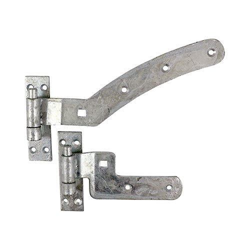 Pair of Curved Rail Hinge Set - Left Hand - Hot Dipped Galvanised - 300mm