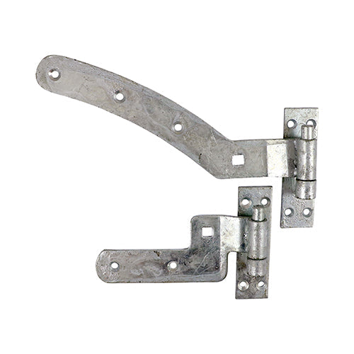 Pair of Curved Rail Hinge Set - Right Hand - Hot Dipped Galvanised - 300mm