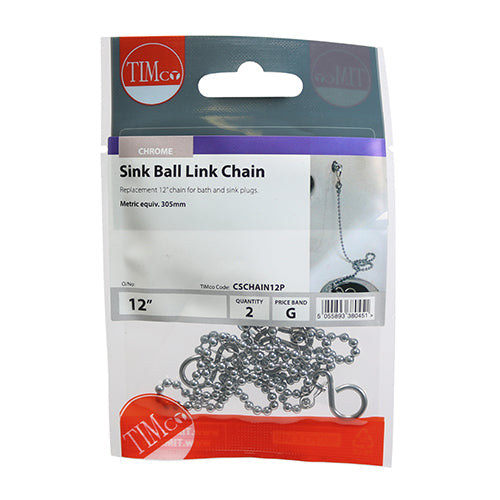 Ball Link Chains - Sink - Chrome - 12"