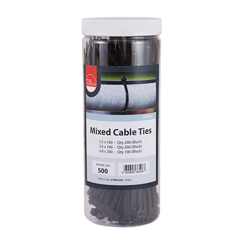 Cable Ties - Mixed - Black - Mixed 500pcs