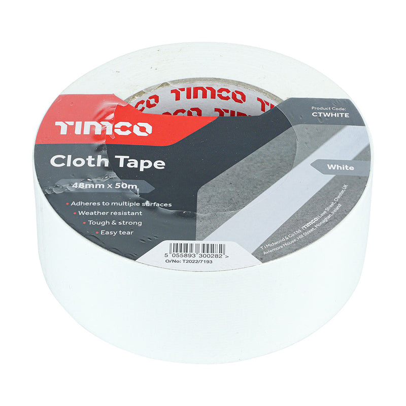 Cloth Tape - White - 50m x 48mm