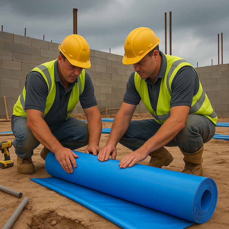 Damp Proof Membrane – Blue Polythene Sheeting, 4m x 25m, 1000 Gauge