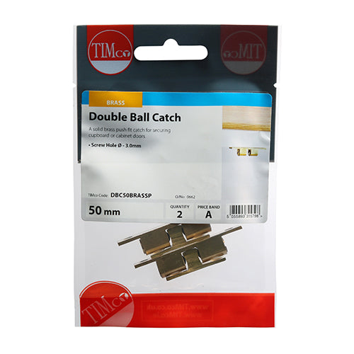 Double Ball Catches - Electro Brass - 50mm