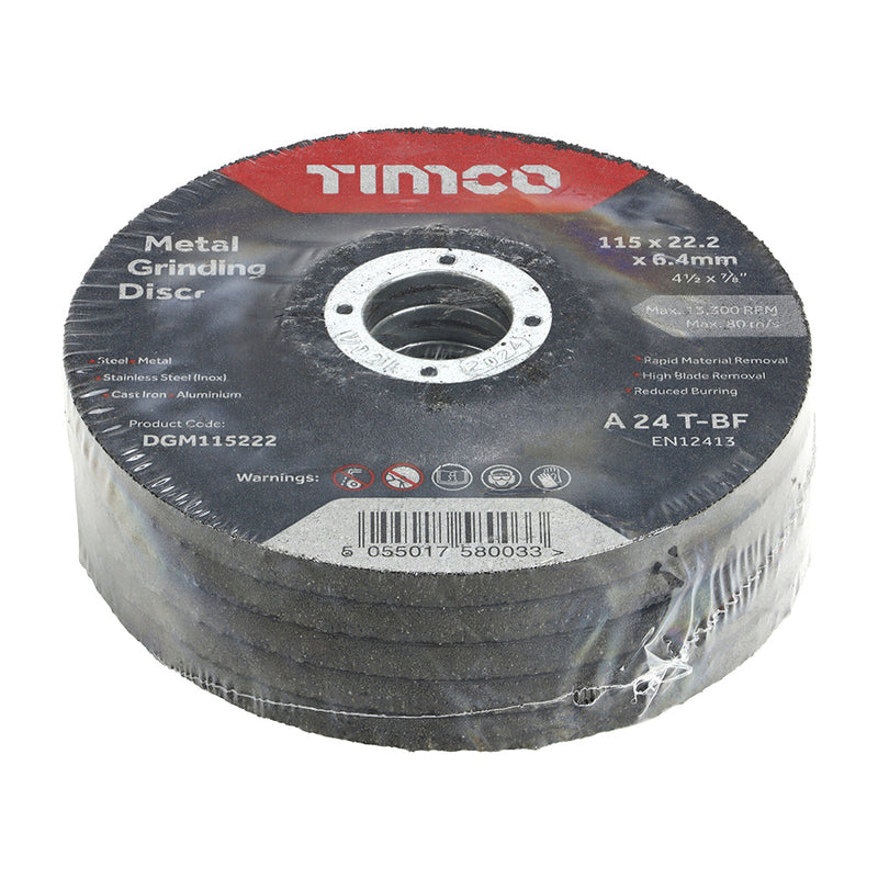 Bonded Abrasive Disc - For Grinding - 115 x 22.2 x 6.4