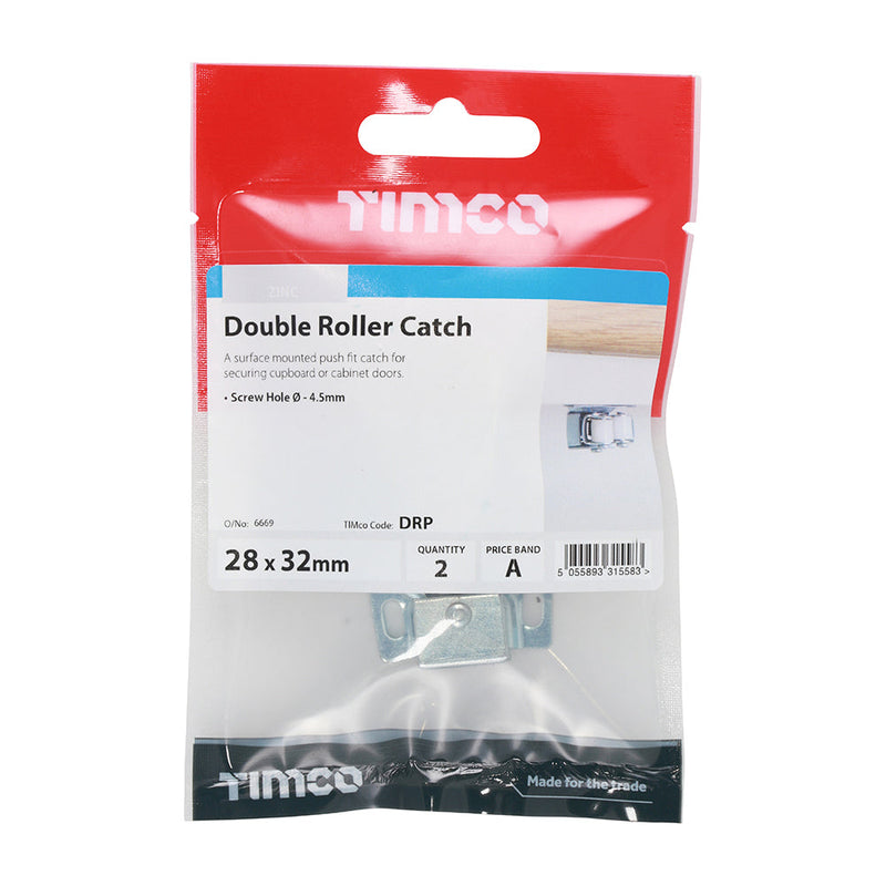 Double Roller Catches - Zinc - 28 x 32 x 1
