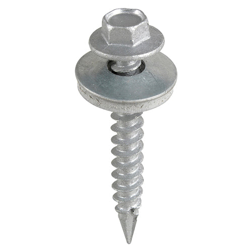 Metal Construction Thin Sheet Metal to Timber Screws - Hex - EPDM Washer - Slash Point - Exterior - Silver Organic - 6.3 x 32