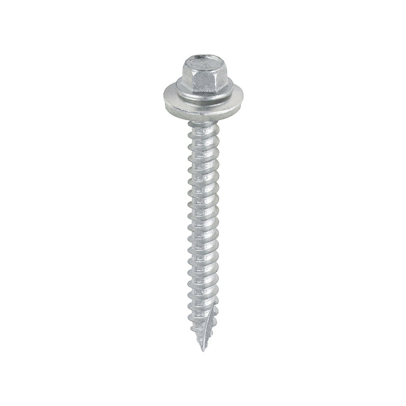 Metal Construction Thin Sheet Metal to Timber Screws - Hex - EPDM Washer - Slash Point - Exterior - Silver Organic - 6.3 x 60