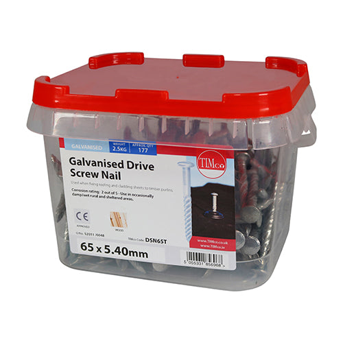 Drive Screws - Galvanised - 65 x 5.40