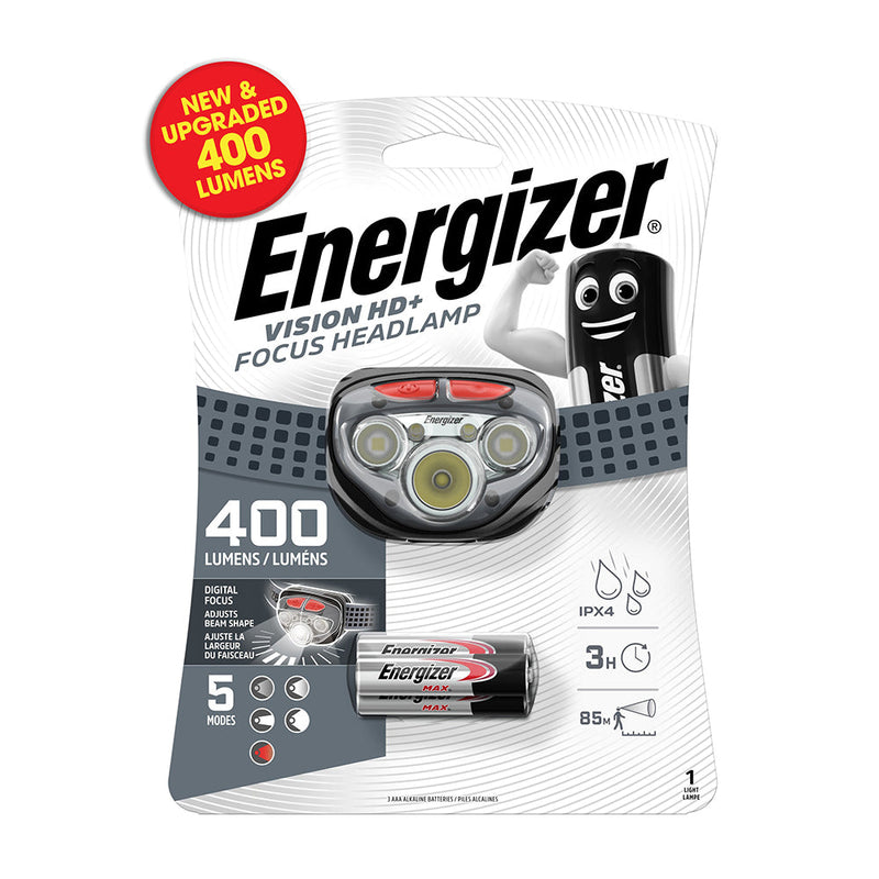 Energizer® LED Vision HD+ Focus Headlamp - 400 Lumen - Grey / 400 Lumen