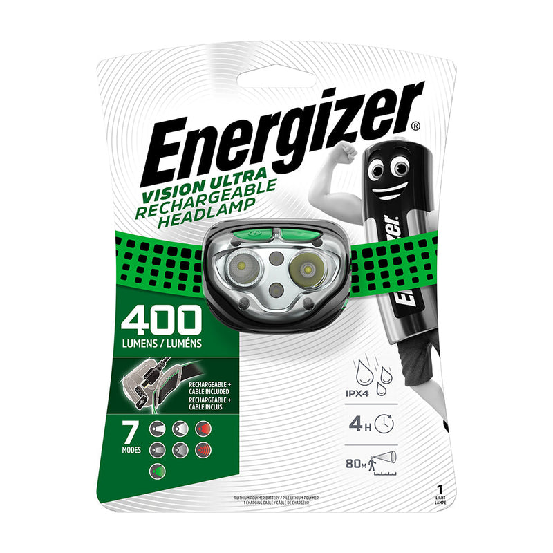 Energizer® LED Vision Ultra Rechargeable Headlamp - 400 Lumen - Green / 400 Lumen
