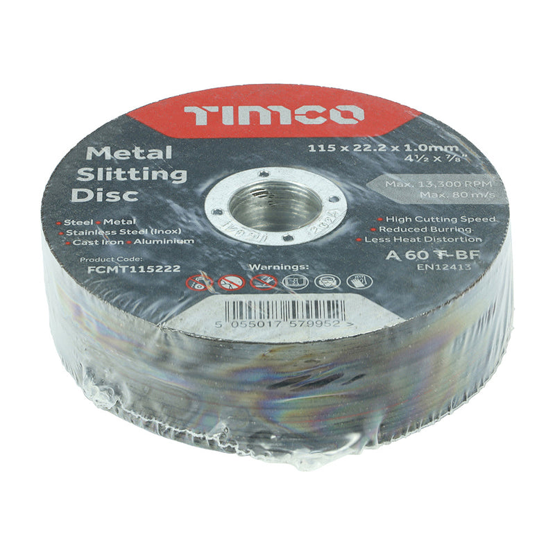 Bonded Abrasive Disc - For Cutting - 115 x 22.2 x 1.0