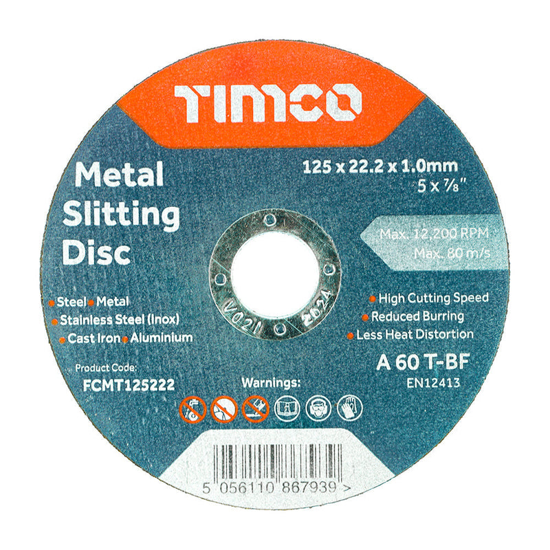 Bonded Abrasive Disc - For Cutting - 125 x 22.2 x 1.0