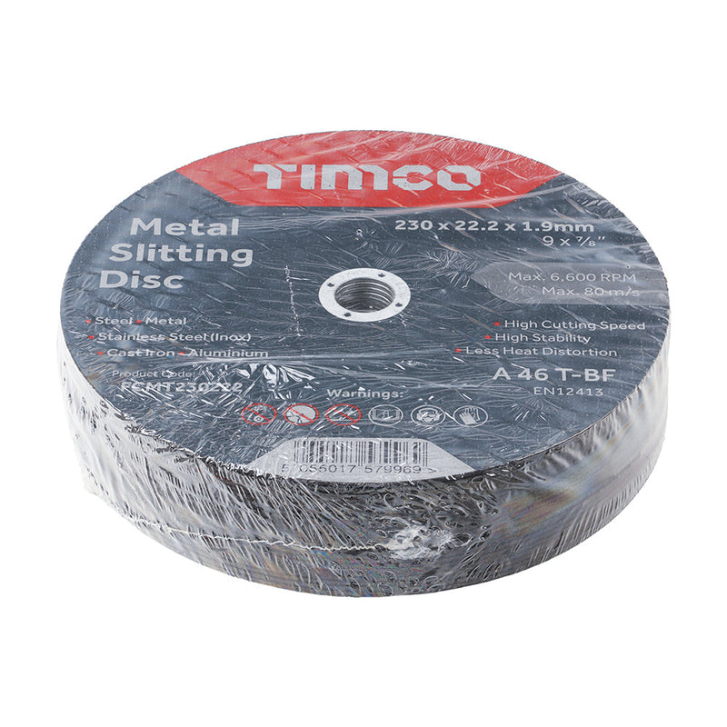 Bonded Abrasive Disc - For Cutting - 230 x 22.2 x 1.9