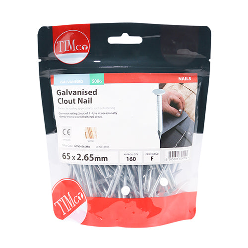 Clout Nails - Galvanised - 65 x 2.65
