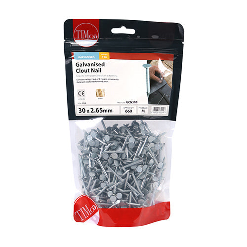 Clout Nails - Galvanised - 30 x 2.65