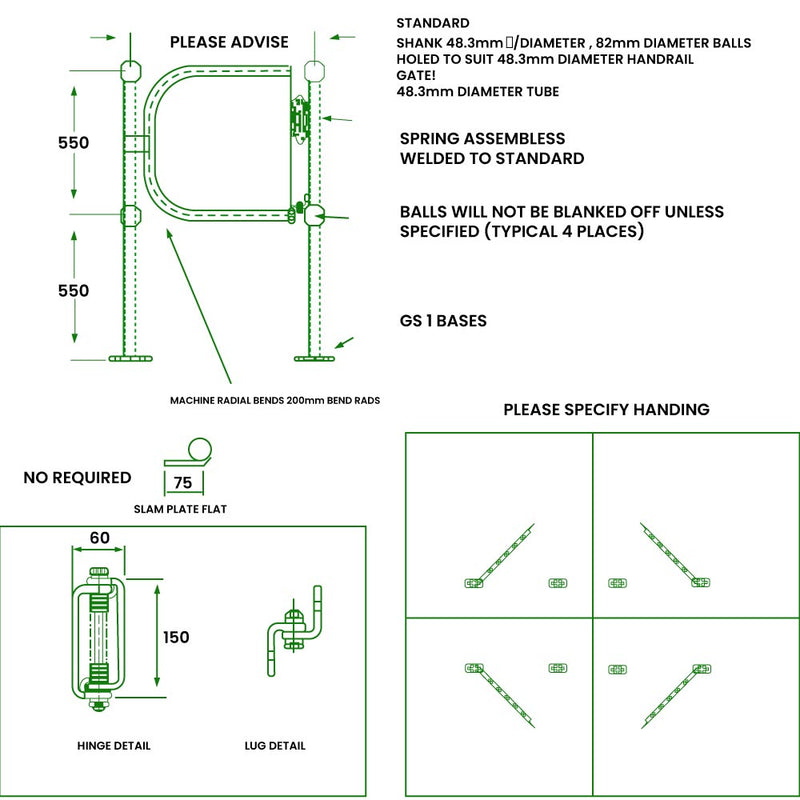 Half-Height Self-Closing Safety Gate – Spring-Loaded, Industrial Use