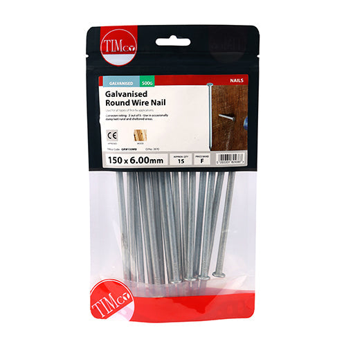 Round Wire Nails - Galvanised - 150 x 6.00