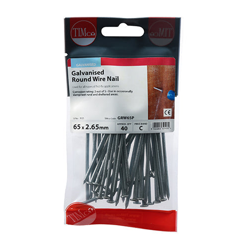 Round Wire Nails - Galvanised - 65 x 2.65