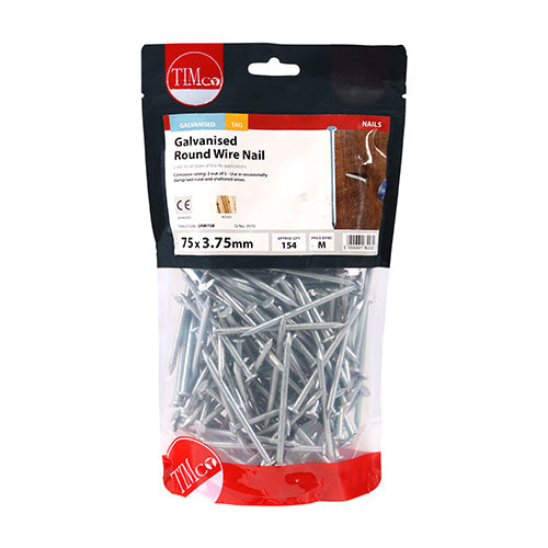 Round Wire Nails - Galvanised - 75 x 3.75